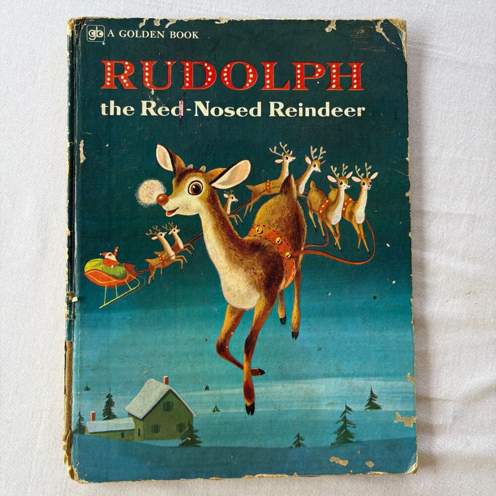 Vintage 1979 Rudolph Red Nosed Reindeer Golden Book Richard Scarry Hardcover